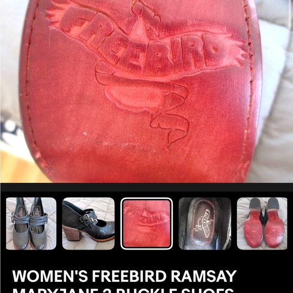 Freebird LEATHER Black Croc-Embossed MARY JANE Heels PUMPS 3 strap LIKE NEW - Picture 5 of 15